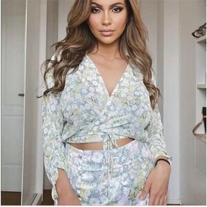 ZARA FLORAL PRINT WRAP BLOUSE